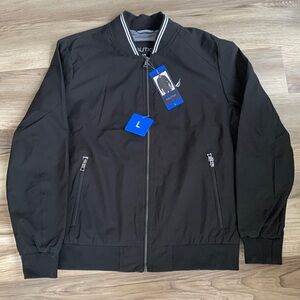 Nautica Bomber Jacket Water Resistant Men L Large Black Mens BomberJacket 🆕